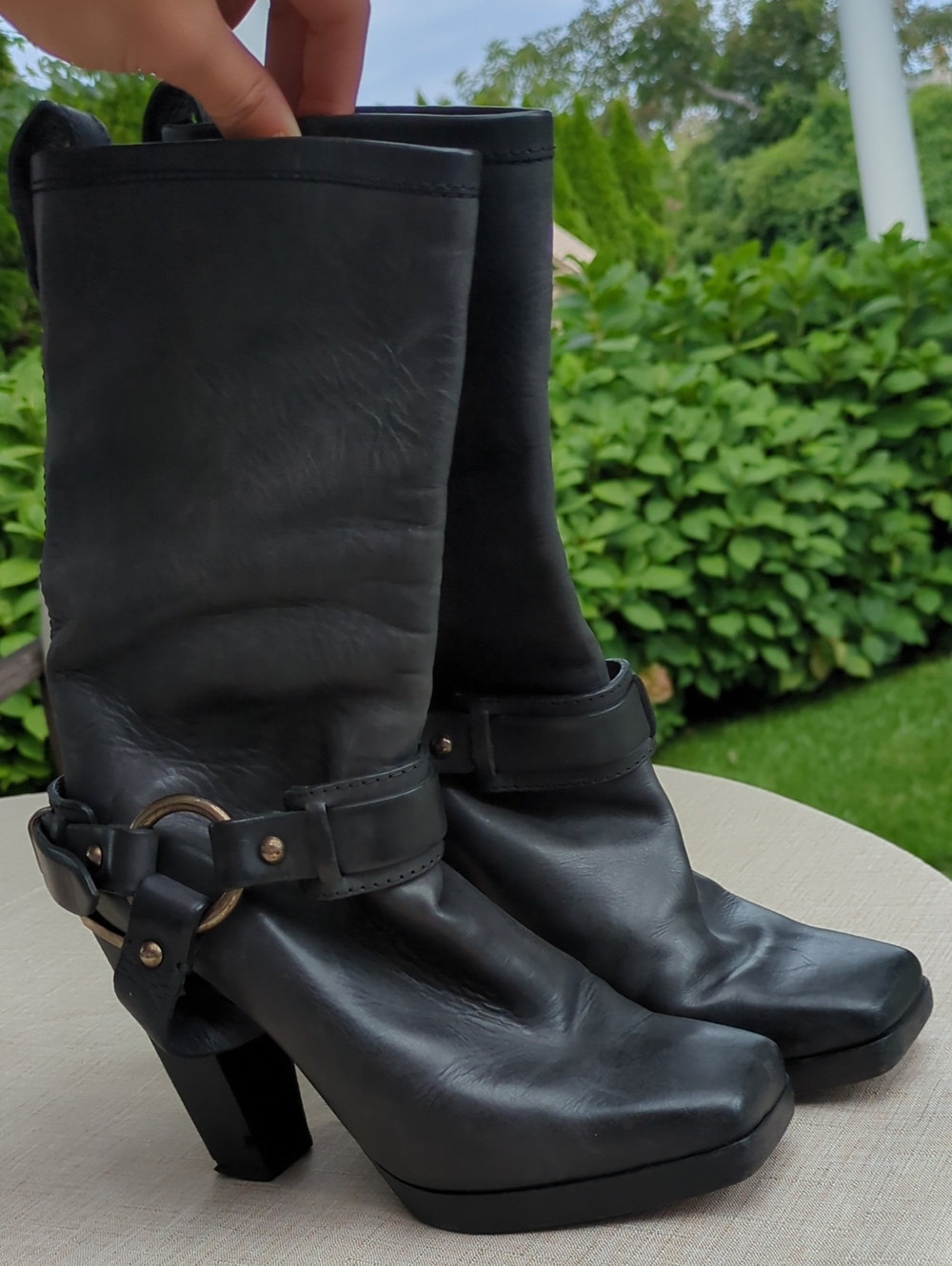 Michael Kors Black Leather Mid-Calf Heeled Boots